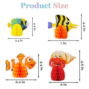 Zilphoba 9pcs Under the Sea Animal Decorations, Ocean Honeycomb Centerpiece for Themed Party Decorations, Table, Birthday, Beach, Baby Shower