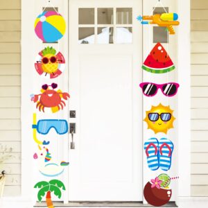 Summer Pool Hanging Banner Party Decorations Supplies Beach Luau Hawaii Holiday Door Porch Sign Cutouts Cool Summer Garden Hanging Banner for Boys and Girls Birthday Party Supplies Wall Door Party