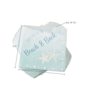 Kate Aspen Beach Themed Wedding Napkins, Thick Decorative Dinner Napkins, Luncheon Serveware, Perfect for Wedding Reception Or Bridal Shower, Turquoise, 1 Count (Pack of 30)