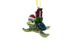 blue sea turtle beach ocean coastal resin christmas tree hanging ornament decoration decor