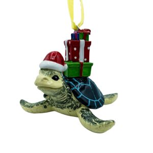 Blue Sea Turtle Beach Ocean Coastal Resin Christmas Tree Hanging Ornament Decoration Decor