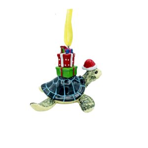 Blue Sea Turtle Beach Ocean Coastal Resin Christmas Tree Hanging Ornament Decoration Decor