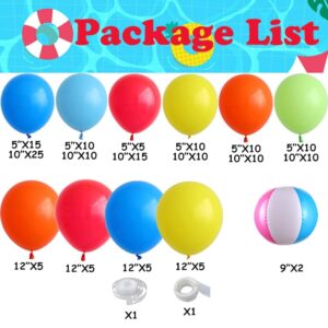 Summer Pool Beach Party Decorations 146pcs Beach Ball Tropical Balloon Garland Arch Kit for Kids Luau Hawaii Birthday Party Supplies