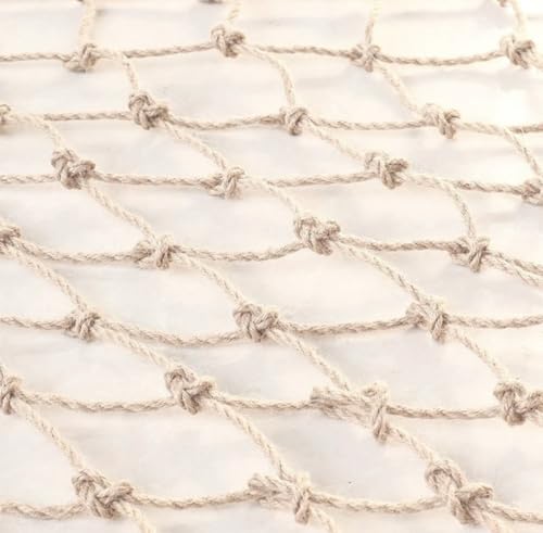 BWEALT 1 Pack Fish Net Decorations for Party, 2mm Natural Cotton Hawaiian Party Fish Net Decorative, Nautical Themed Cotton Fishnet Room Party Accessory