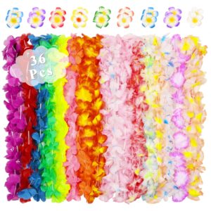 waipfaru hawaiian leis for luau party, 54pcs hawaiian flower leis include 18 flower hair clips, hawaiian leis for luau party decorations, hawaiian themed party decorations, birthday, wedding, beach…