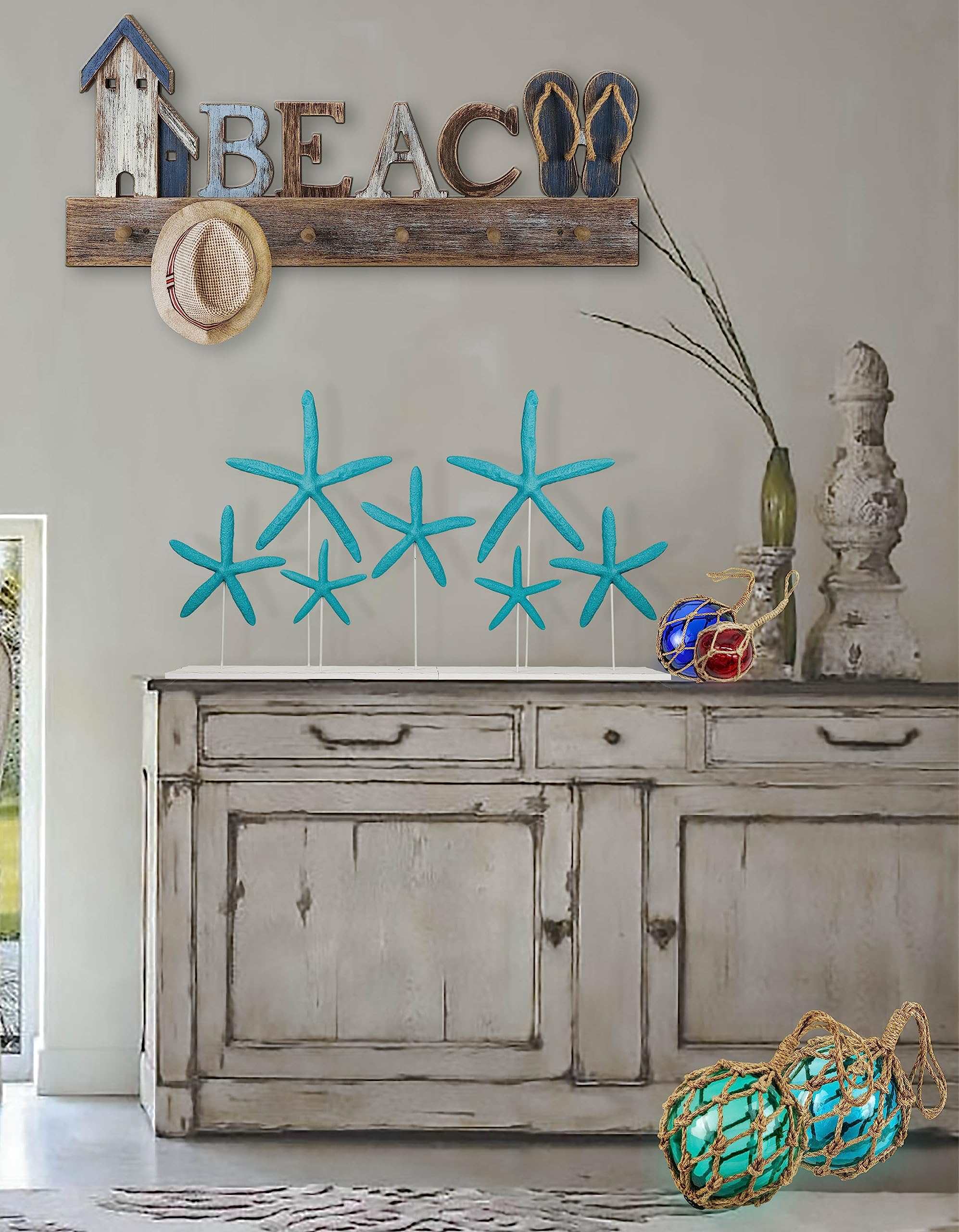 SAILINGSTORY Starfish Decor Coastal Beach Decorations for Home Beach Bathroom Decor Nautical Ocean Decor Large