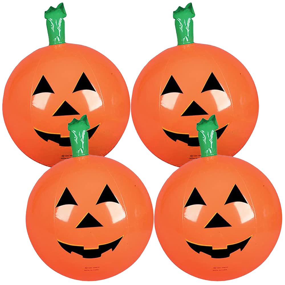 ArtCreativity Pumpkin Inflates, (Set of 4), 14 Inch Blow-Up Jack-O-Lanterns, Inflatable Halloween Pumpkins Decorations, Halloween Party Supplies, Jackolantern Inflate, for Indoor and Outdoor Use