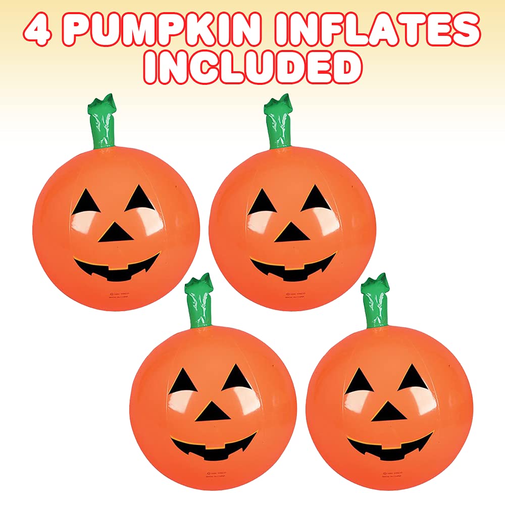 ArtCreativity Pumpkin Inflates, (Set of 4), 14 Inch Blow-Up Jack-O-Lanterns, Inflatable Halloween Pumpkins Decorations, Halloween Party Supplies, Jackolantern Inflate, for Indoor and Outdoor Use