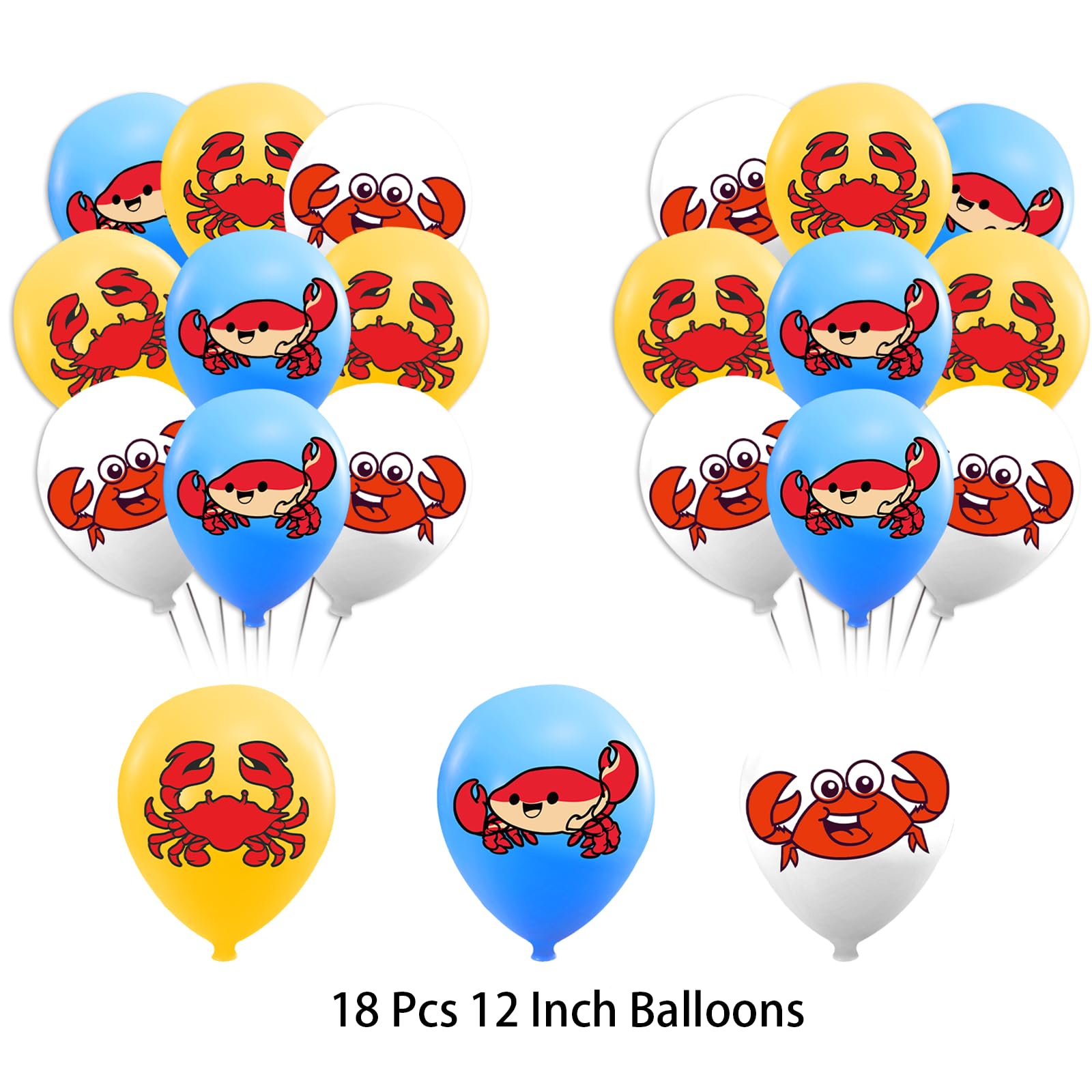 Crab Birthday Party Supplies Crab Party Decorations Includes Crab Happy Birthday Banner Cake Topper Cupcake Toppers Balloons for Crab Party, Seafood Party, Ocean Party