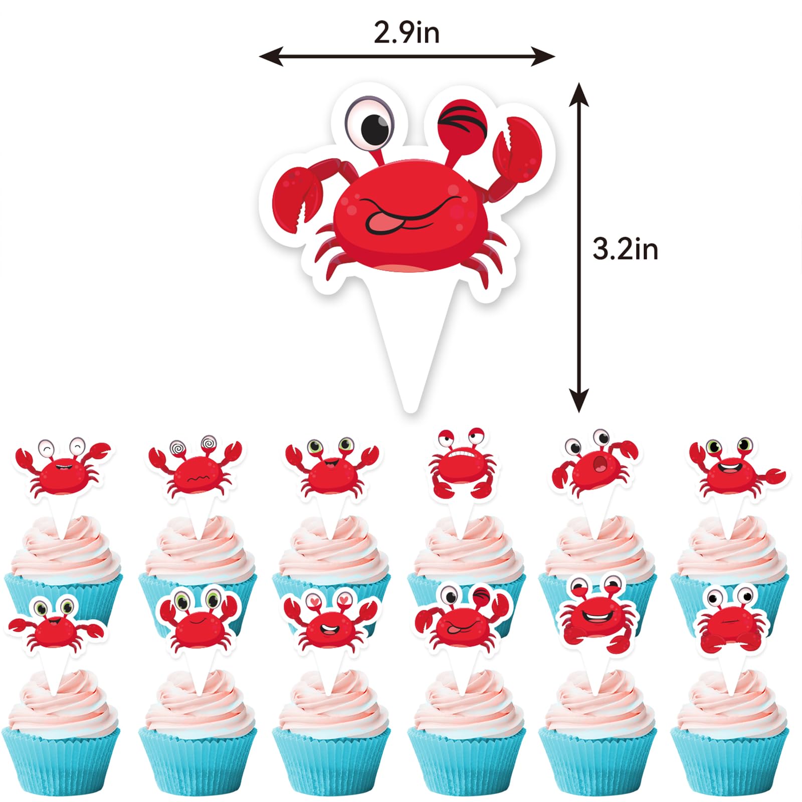 Crab Birthday Party Supplies Crab Party Decorations Includes Crab Happy Birthday Banner Cake Topper Cupcake Toppers Balloons for Crab Party, Seafood Party, Ocean Party