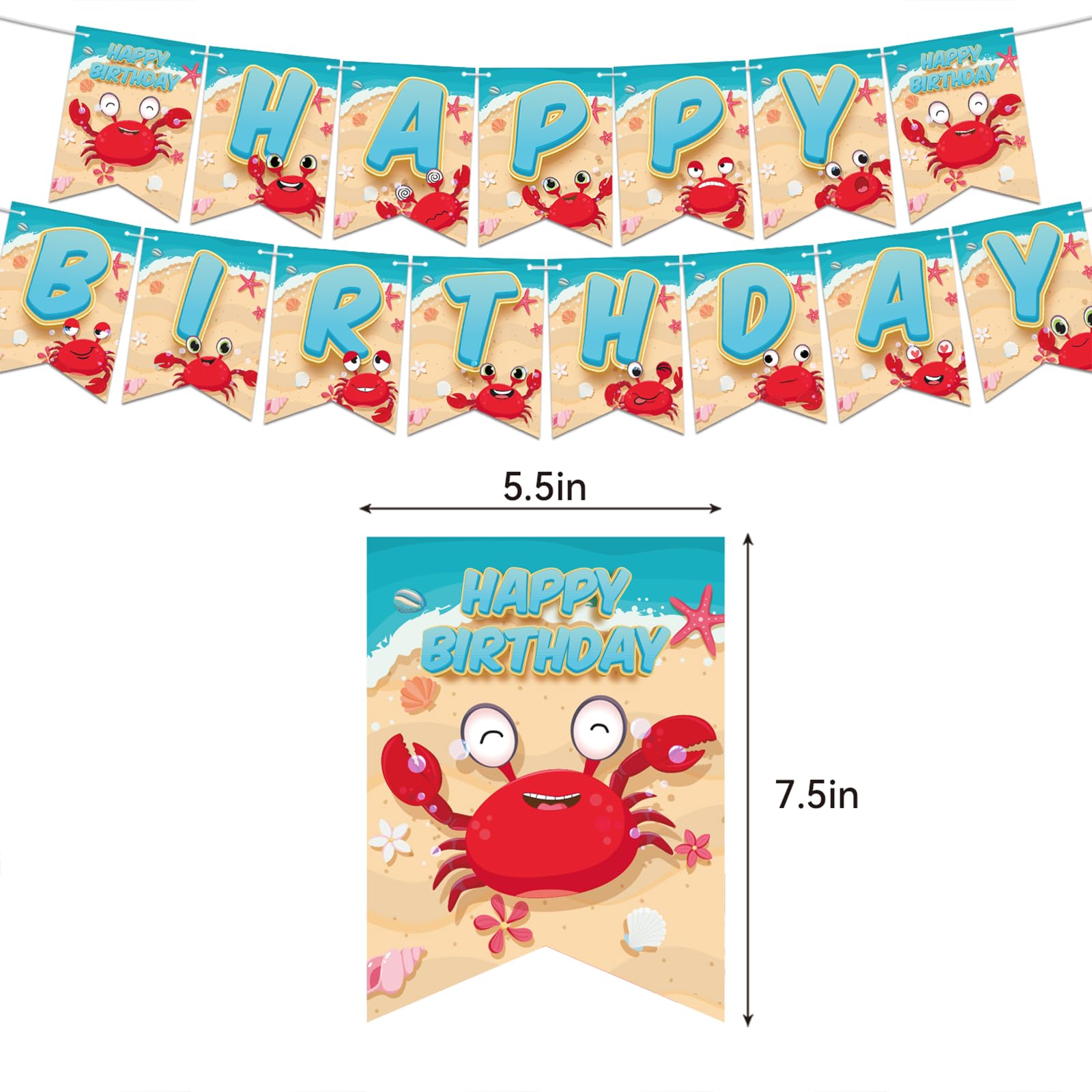 Crab Birthday Party Supplies Crab Party Decorations Includes Crab Happy Birthday Banner Cake Topper Cupcake Toppers Balloons for Crab Party, Seafood Party, Ocean Party