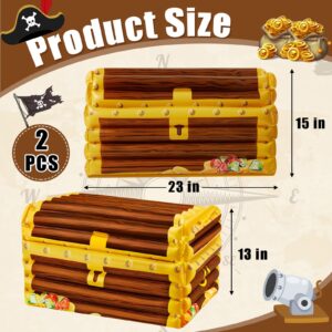 Inflatable Treasure Chest Cooler Blow up Drink Cooler Pirate Party Decorations for Beach Poolside Retro Theme Party Decors (2 Pieces)