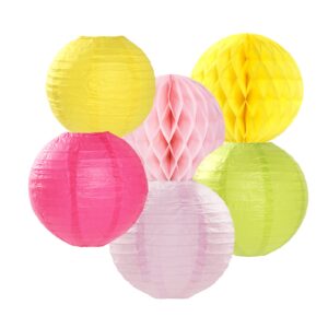 Hawaiian-Summer Beach Pool Party-Decorations Streamers - 14pcs Tropical Jungle Aloha Birthday Supplies Paper Lanterns Fan,Tissue Pom Poms,Baby Shower Honeycomb Ball Decor Lasting Surprise