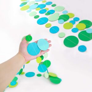 Blue Green Circle Dot Garland Bubble Streamer Spring Party Decoration Summer Under The Sea Pool Beach Ocean Bubble Hanging Bunting Banner Backdrop Mermaid Birthday Baby Shower Kids Room Party Decor