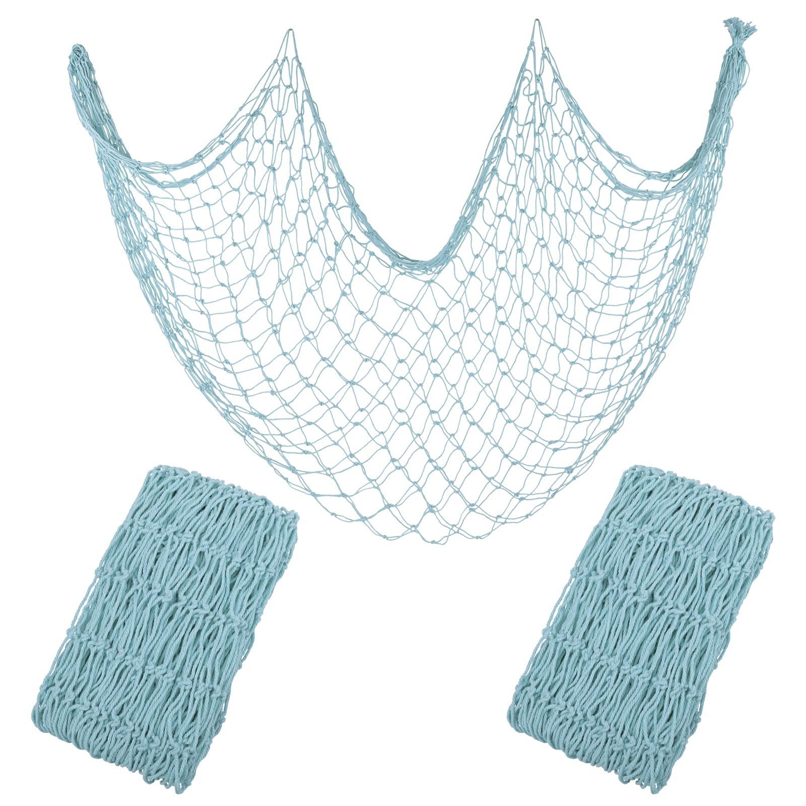 Decorative Fishing Net Light Blue 80x40 Inch,YuanDe 2 Pack Large Picture Fish Net,Wall Photo Hanging Fishnet for Nautical Mermaid Pirate Ocean Theme Hawaii Beach Under The Sea Party Decoration