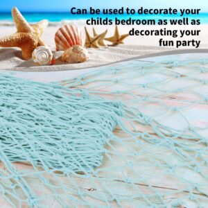 Decorative Fishing Net Light Blue 80x40 Inch,YuanDe 2 Pack Large Picture Fish Net,Wall Photo Hanging Fishnet for Nautical Mermaid Pirate Ocean Theme Hawaii Beach Under The Sea Party Decoration