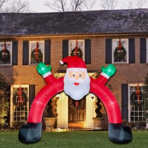 Poptrend 10 Foot Inflatable Santa Archway - Funny Christmas Lawn Decor with Bright LED Lights (10 FT Santa Arch)