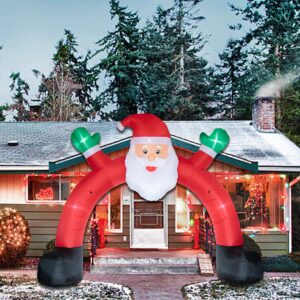 Poptrend 10 Foot Inflatable Santa Archway - Funny Christmas Lawn Decor with Bright LED Lights (10 FT Santa Arch)