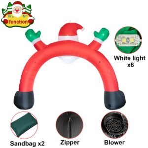 Poptrend 10 Foot Inflatable Santa Archway - Funny Christmas Lawn Decor with Bright LED Lights (10 FT Santa Arch)