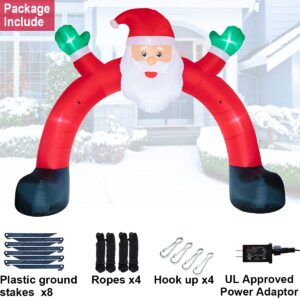 Poptrend 10 Foot Inflatable Santa Archway - Funny Christmas Lawn Decor with Bright LED Lights (10 FT Santa Arch)