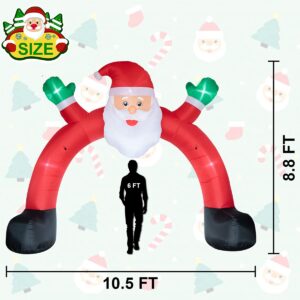 Poptrend 10 Foot Inflatable Santa Archway - Funny Christmas Lawn Decor with Bright LED Lights (10 FT Santa Arch)