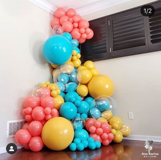 Blue Yellow Orange Balloons Garland Kit with 5/12/18 inch Balloon 144pcs for Tropical Summer Beach Hawaiian Baby Shower Birthday Bachelorette Pool Party Wedding Graduation Party Decorations