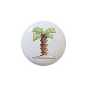 seashore whimsical - sandy beach seaside decorative ceramic dresser drawer pulls cabinet cupboard knobs (palm tree)