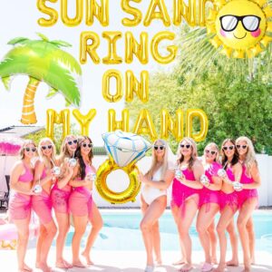 JeVenis Sun Sand Ring On My Hand Banner Balloons Beach Bridal Shower Decoration Hawaiian Luau Bachlorette Decoration