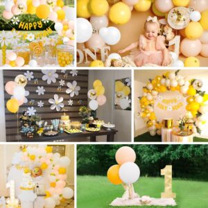 Daisy Party Decorations, Luau Party Supplies with Happy Birthday Flower Banner White and Yellow Daisy Balloons Garland Arch Kit for Girls Birthday Beach Theme Baby Shower Bridal Shower (Daisy)