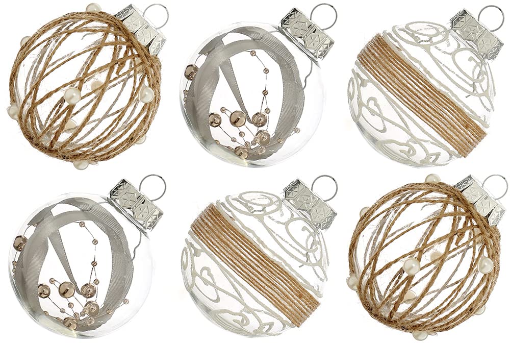 XmasExp Christmas Ball Ornaments Set-70mm/2.76" Beige Large Shatterproof Pastic Farmhouse Xmas Tree Decoration Delicate Hanging Ornaments (12 Counts,Beige)