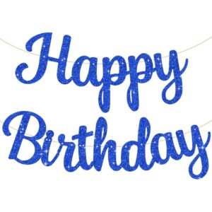 beishida blue happy birthday banner - no diy,10feet,pre-strung-glitter happy birthday sign, happy birthday garland,happy birthday backdrop,happy birthday decorations for women