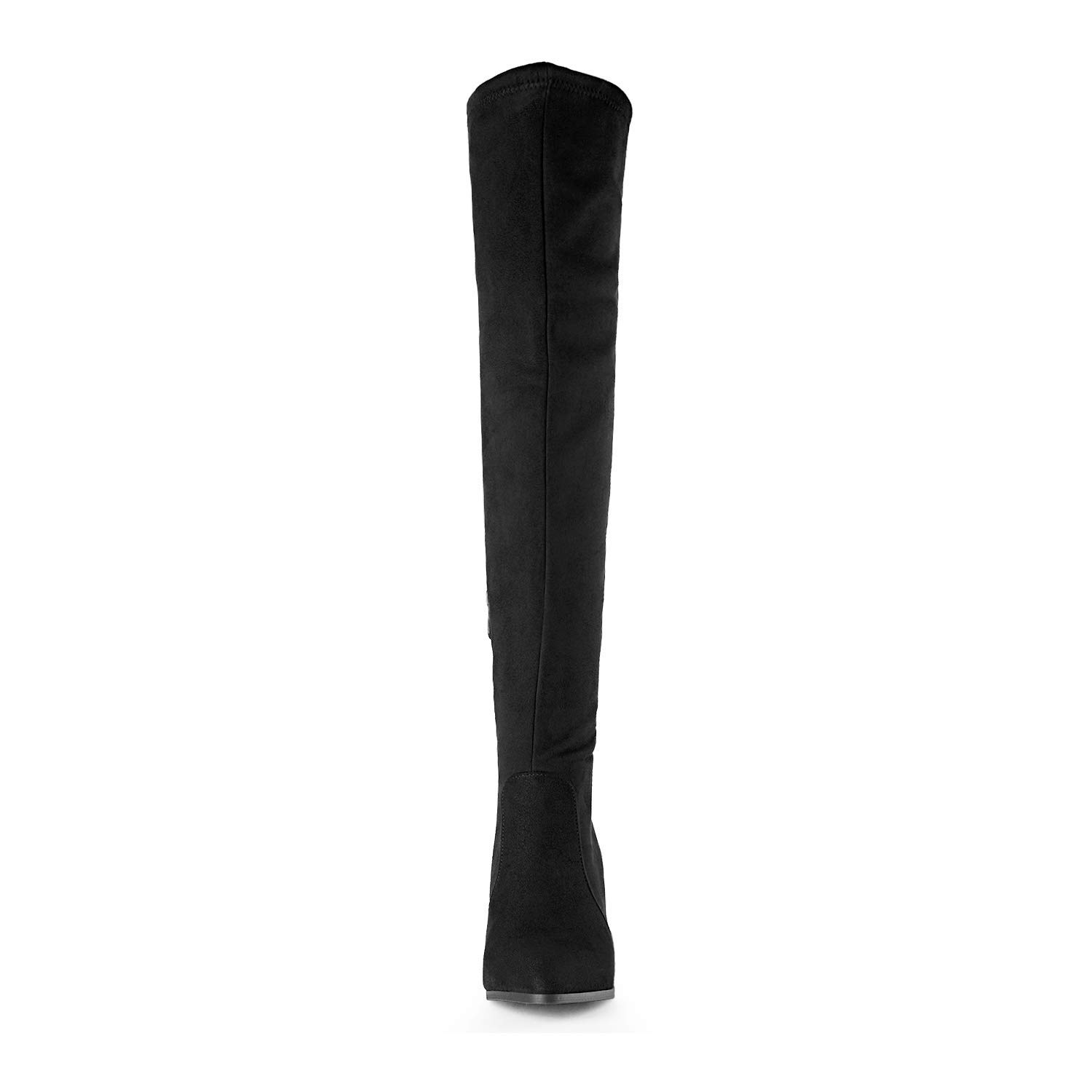 DREAM PAIRS Women's Black Thigh High Boots Over The Knee Stretch Suede Cute Block Heel Fashion Long Boots Size 8.5 M US Gracie-2