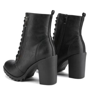 DREAM PAIRS Women’s Chunky Heel Ankle Booties,Size 7,BLACK,SILVERADO