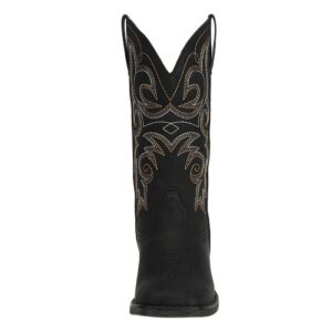 SheSole Women's Fashion Western Cowgirl Cowboy Boots Wide Square Toe Mid Calf Black US Size 8