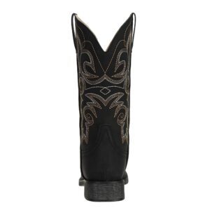 SheSole Women's Fashion Western Cowgirl Cowboy Boots Wide Square Toe Mid Calf Black US Size 8