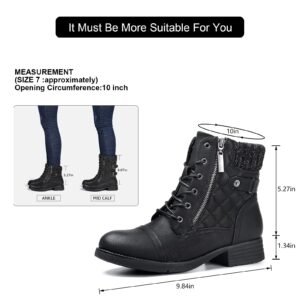 STQ Womens Military Zip Winter Fashion Combat Ankle Boot Black 7.5