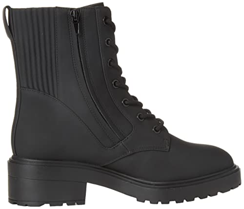 Amazon Essentials Women's Rubberized Combat Boot with Chunky Outsole, Black, 7