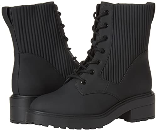 Amazon Essentials Women's Rubberized Combat Boot with Chunky Outsole, Black, 7