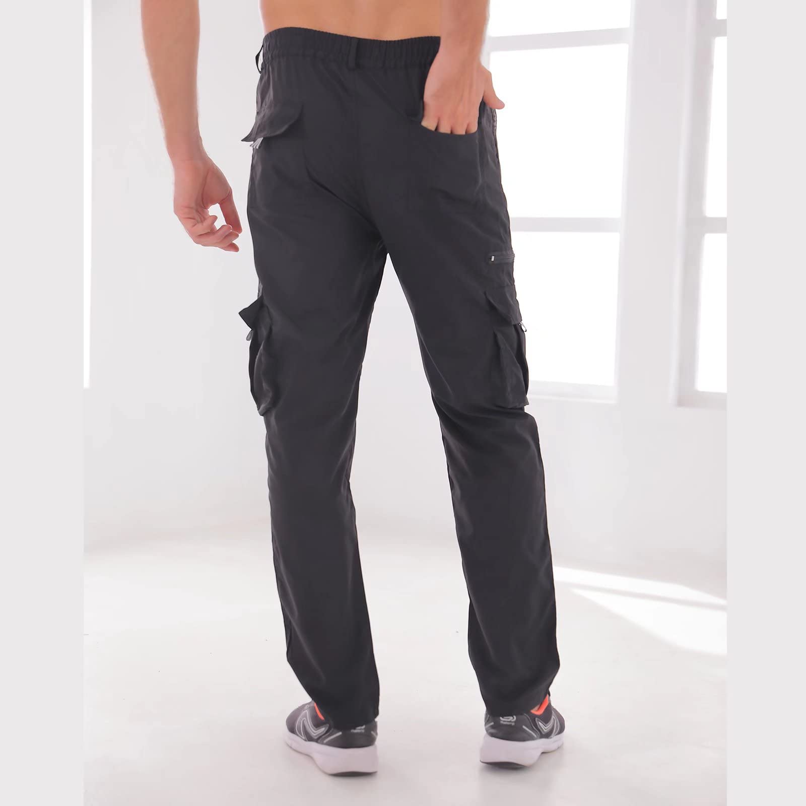 Men Casual Cargo Pant Lightweight Tactical Pant Hiking Jogger Classic Fit Multi Pockets M