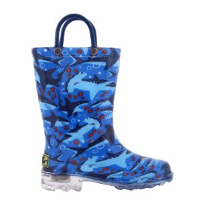 Western Chief Kids Light-Up Waterproof Rain Boot, Blue 8 M US Toddler