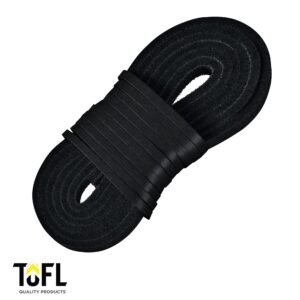 TOFL Leather Boot Laces|1/8 Inch Thick 72 Inches Long|2 Leather Strips [1 Pair]|Black cordones de botas de cuero