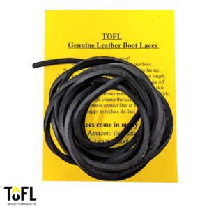 TOFL Leather Boot Laces|1/8 Inch Thick 72 Inches Long|2 Leather Strips [1 Pair]|Black cordones de botas de cuero