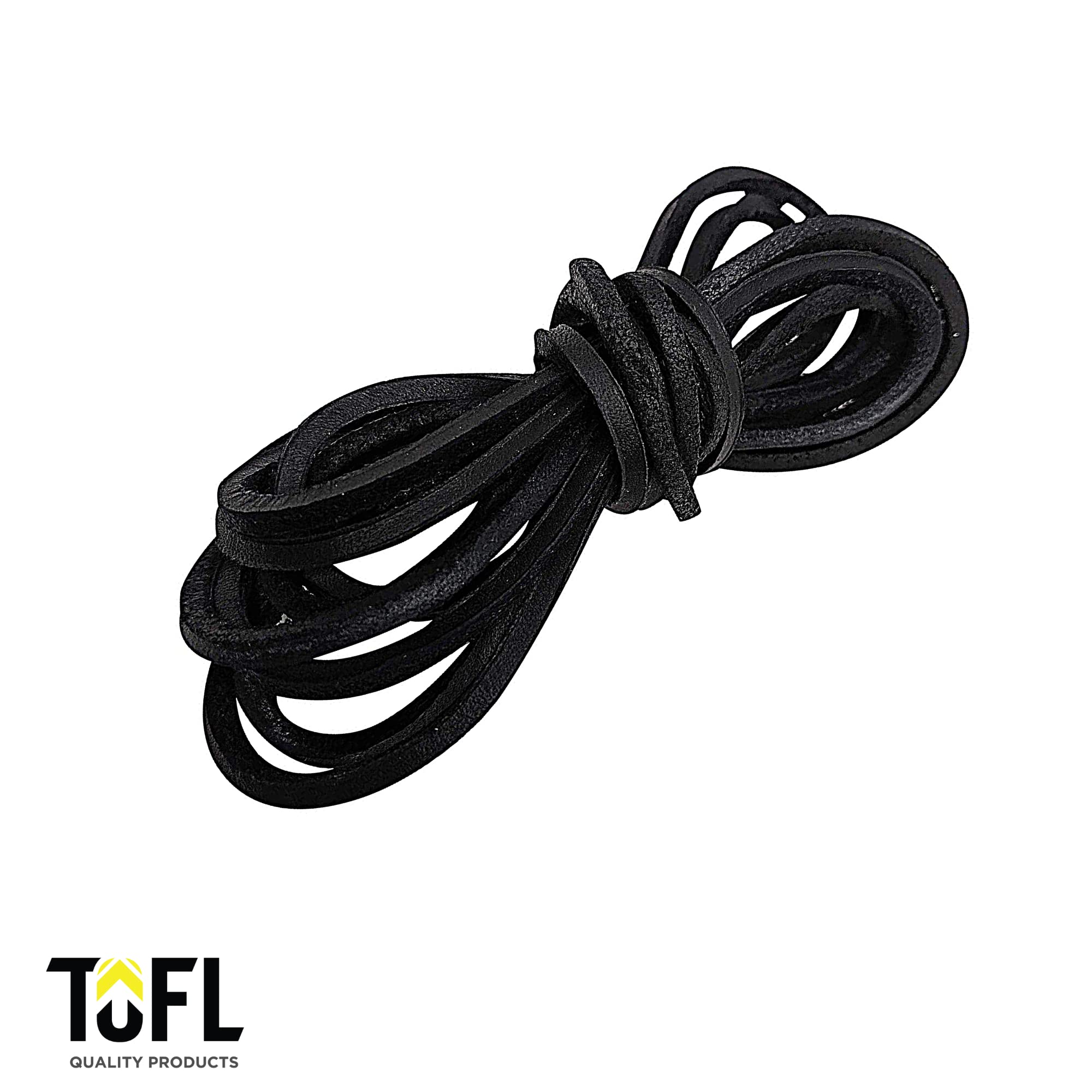 TOFL Leather Boot Laces|1/8 Inch Thick 72 Inches Long|2 Leather Strips [1 Pair]|Black cordones de botas de cuero