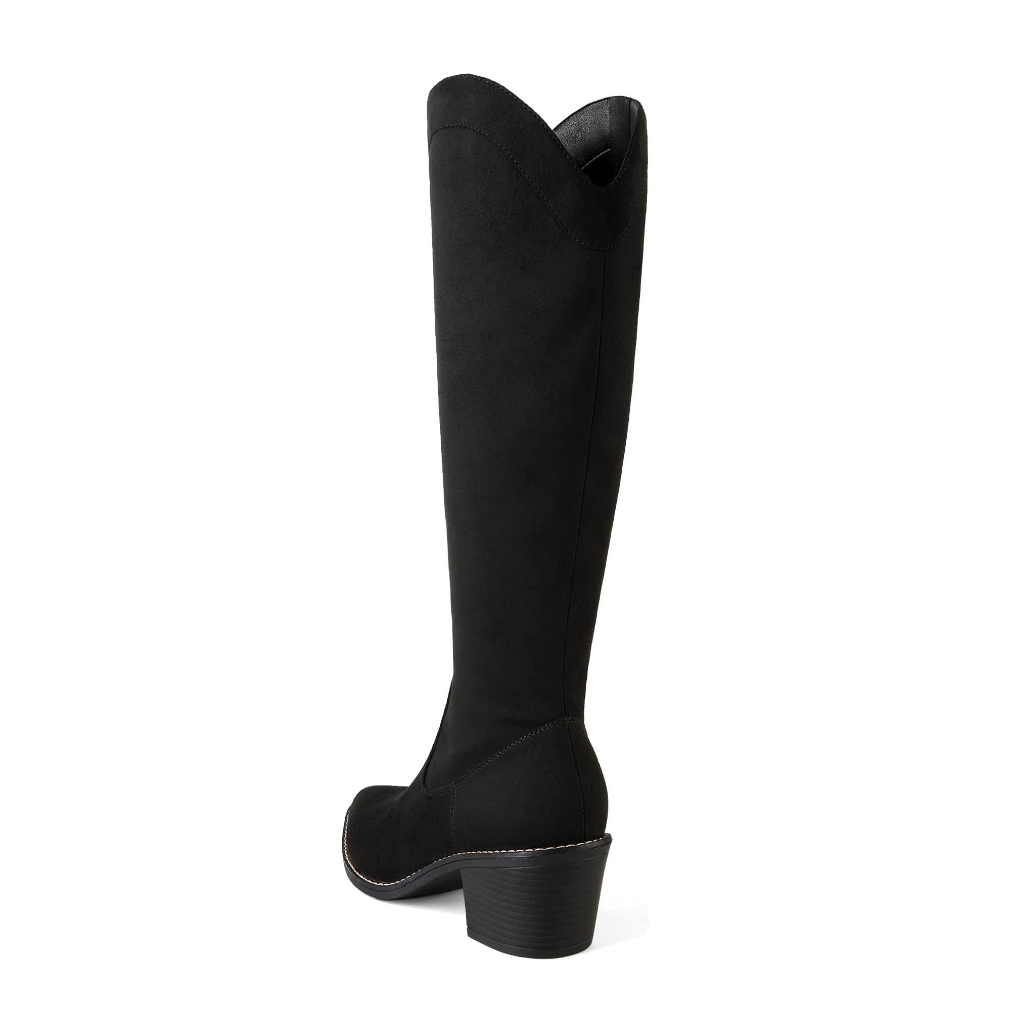 DREAM PAIRS Women's Knee High Boots, Cowgirl Riding Western Shoes with Pointed Toe, Dkb212, Black Suede, Size 8