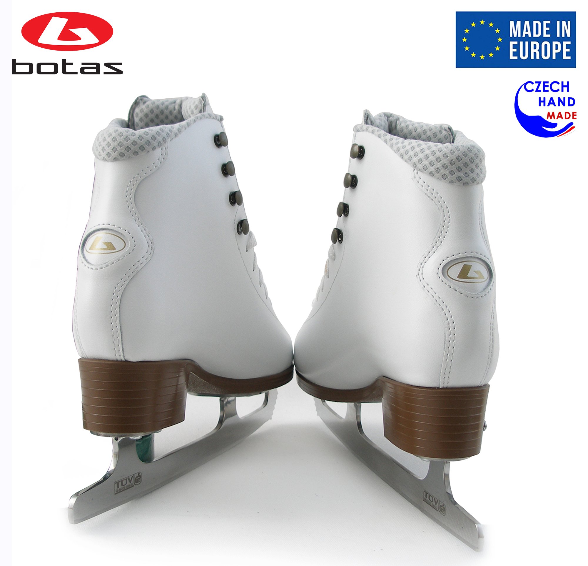 BOTAS - model: CINDY/Made in Europe (Czech Republic) / Figure Ice Skates for Women, Girls/Leather/Str. Cuff/White, Size: Adult 8