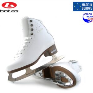 BOTAS - model: CINDY/Made in Europe (Czech Republic) / Figure Ice Skates for Women, Girls/Leather/Str. Cuff/White, Size: Adult 8