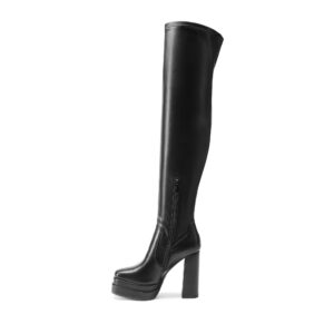 DREAM PAIRS Women's Sdob2305w Platform Over The Knee Thigh High Boots Chunky High Heels Square Toe Long Fall Y2K Gogo Boots, Black, Size 7.5