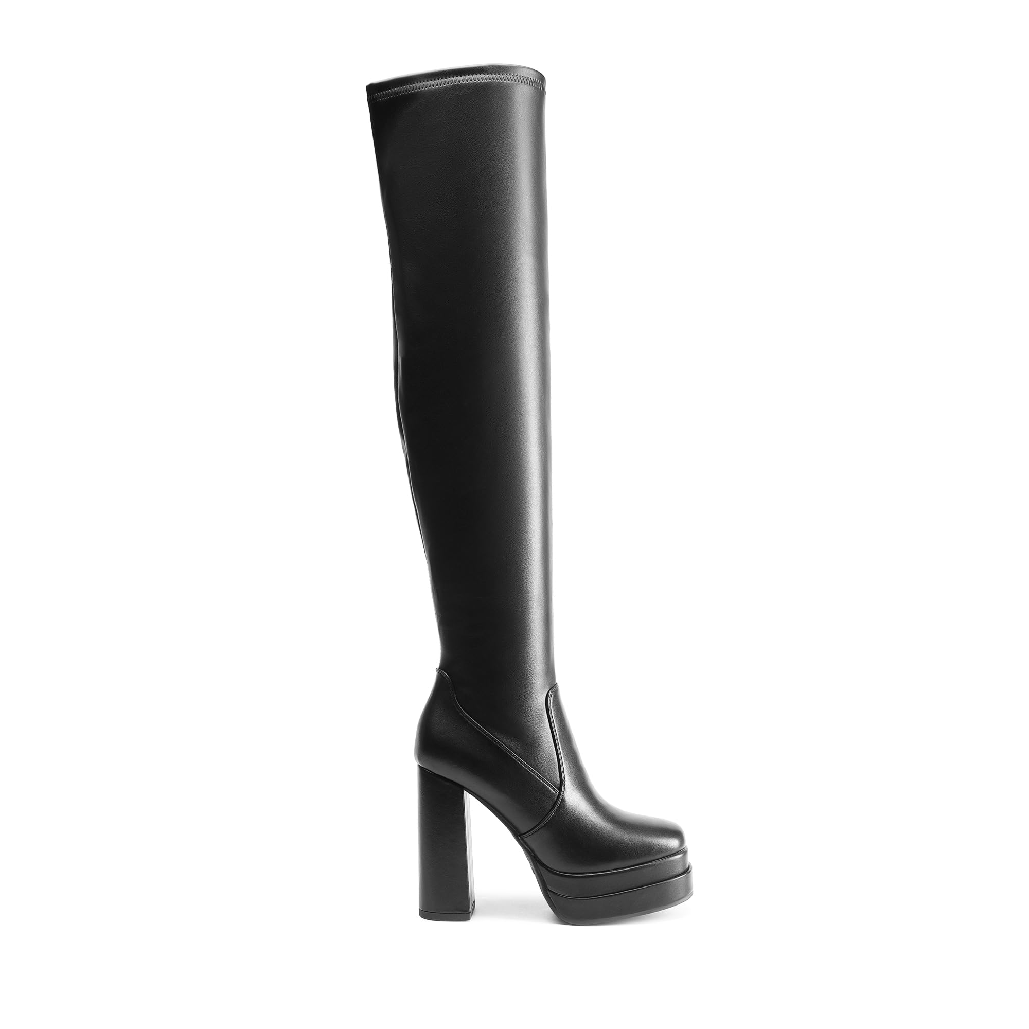 DREAM PAIRS Women's Sdob2305w Platform Over The Knee Thigh High Boots Chunky High Heels Square Toe Long Fall Y2K Gogo Boots, Black, Size 7.5