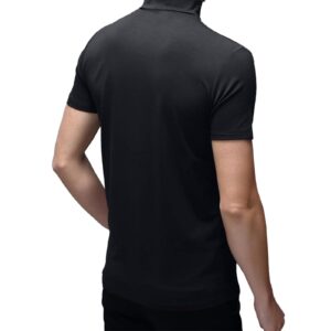 Men's T Shirt Short Sleeve Basic Mock Turtleneck Slim Fit Undershirt Pullover Thermal Solid Tops Black