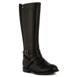 london fog girls brooke knee high fashion boot zip up boot with fashion buckle black 5